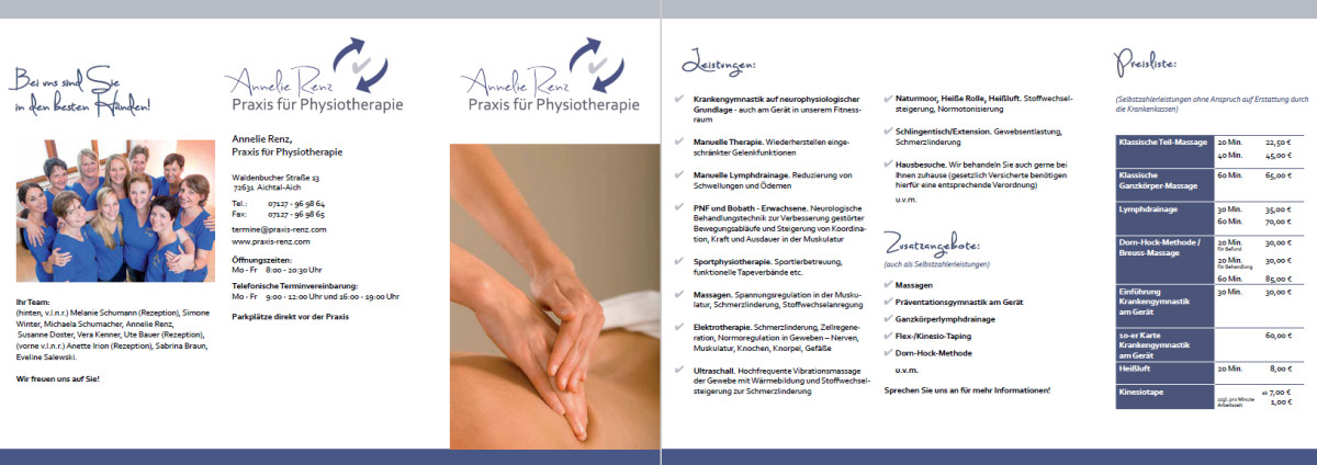 Praxis für Physiotherapie Annelie Renz: Unser aktueller Flyer im PDF-Format