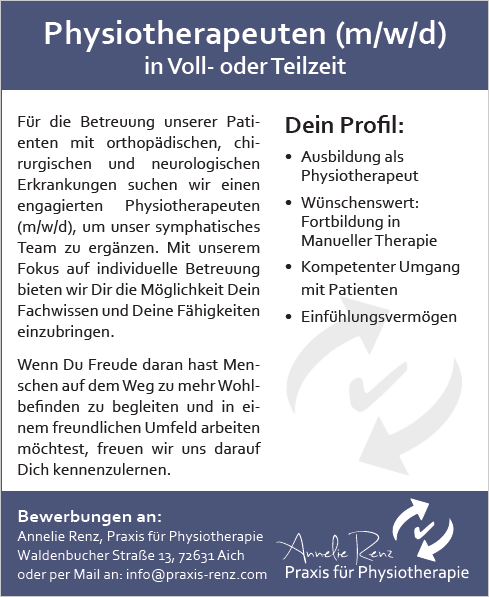 Praxis für Physiotherapie Annelie Renz: Prävention, Therapie und Rehabilitation